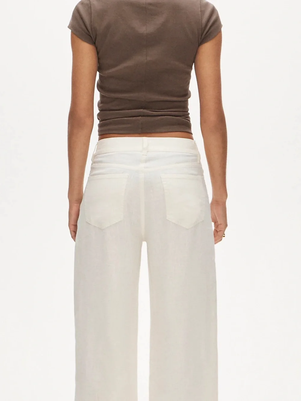 Petite five-pocket pant in stretch linen blend